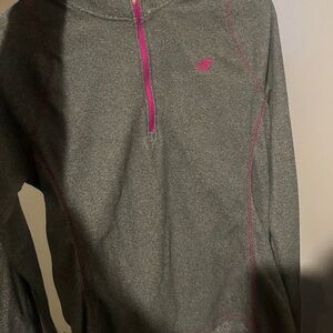 New Balance Women's Heather Gray Sweater with Pink Highlights